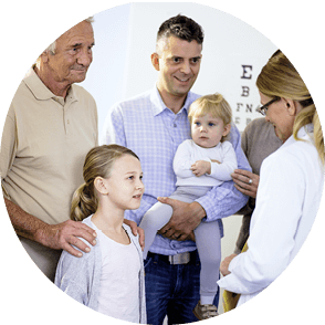 A family consulting a healthcare professional